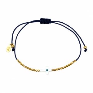 Bracelet-silver-925-yellow-gold-plated-with-an-eye-out-of-fildisi-and-cord