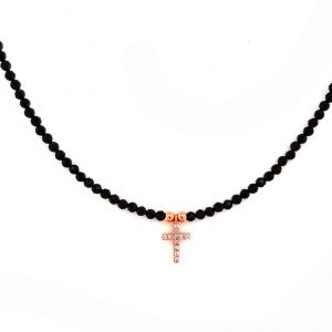 Necklace-in-silver-925-pink-gold-plated-with-white-zirconia-and-onyx