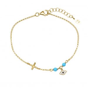Bracelet-in-silver-925-gold-plated-with-turquoise-&-zirconia