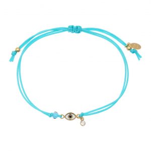 Bracelet-silver-925-gold-plated-&-with-enamel–evil-eye-and-white-zircon-with-cord