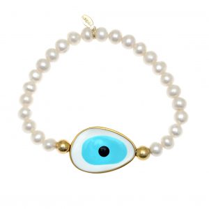 Bracelet-silver-925-yellow-gold-plated-with-enamel-evil-eye