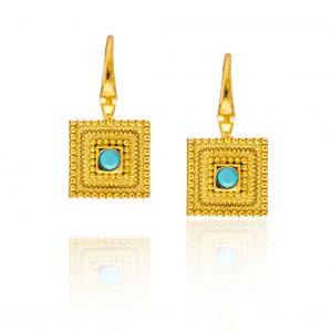Earrings-silver-925-yellow-gold-plated-with-turquoise